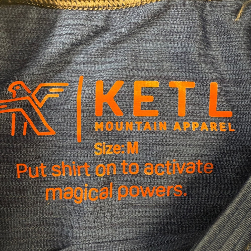 KETL Mountain Apparel Mens Blue Long Sleeve Performance Shirt Size M Raglan Tee - Picture 2 of 7